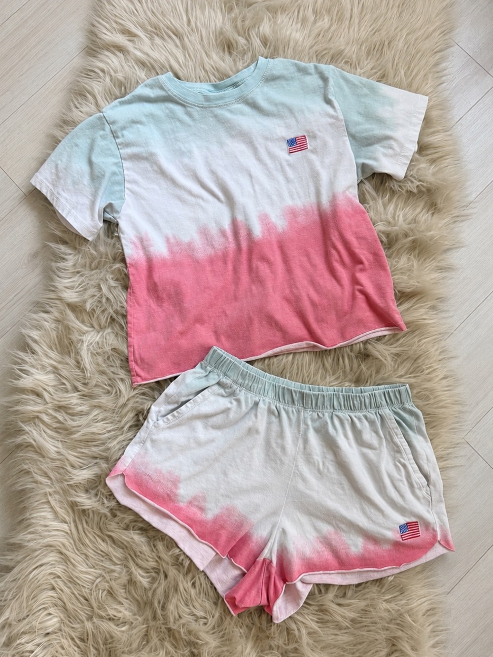 Mighty Fine Tie-Dye Women’s Pajama Set with Flag Patch